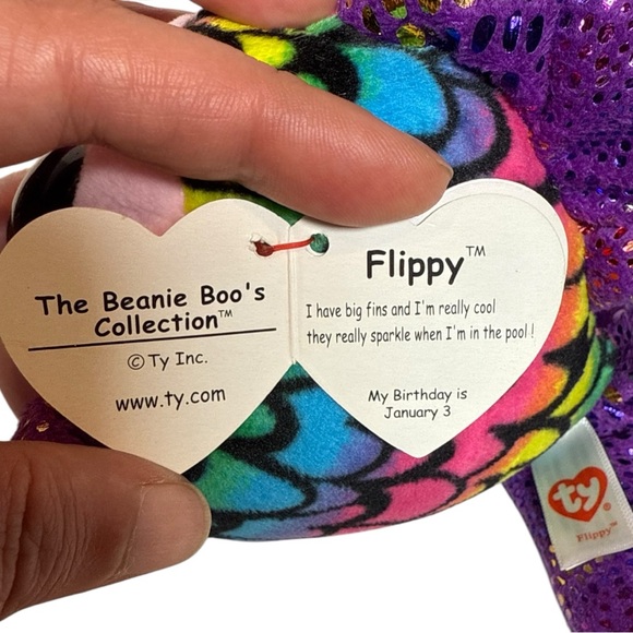 Ty Plush Fish Toy with Pink and Purple - Picture 4 of 12